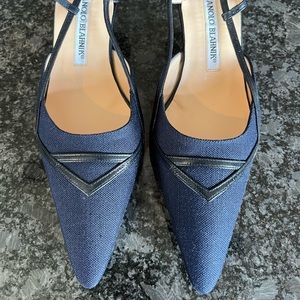 Manolo Blahnik navy heels.